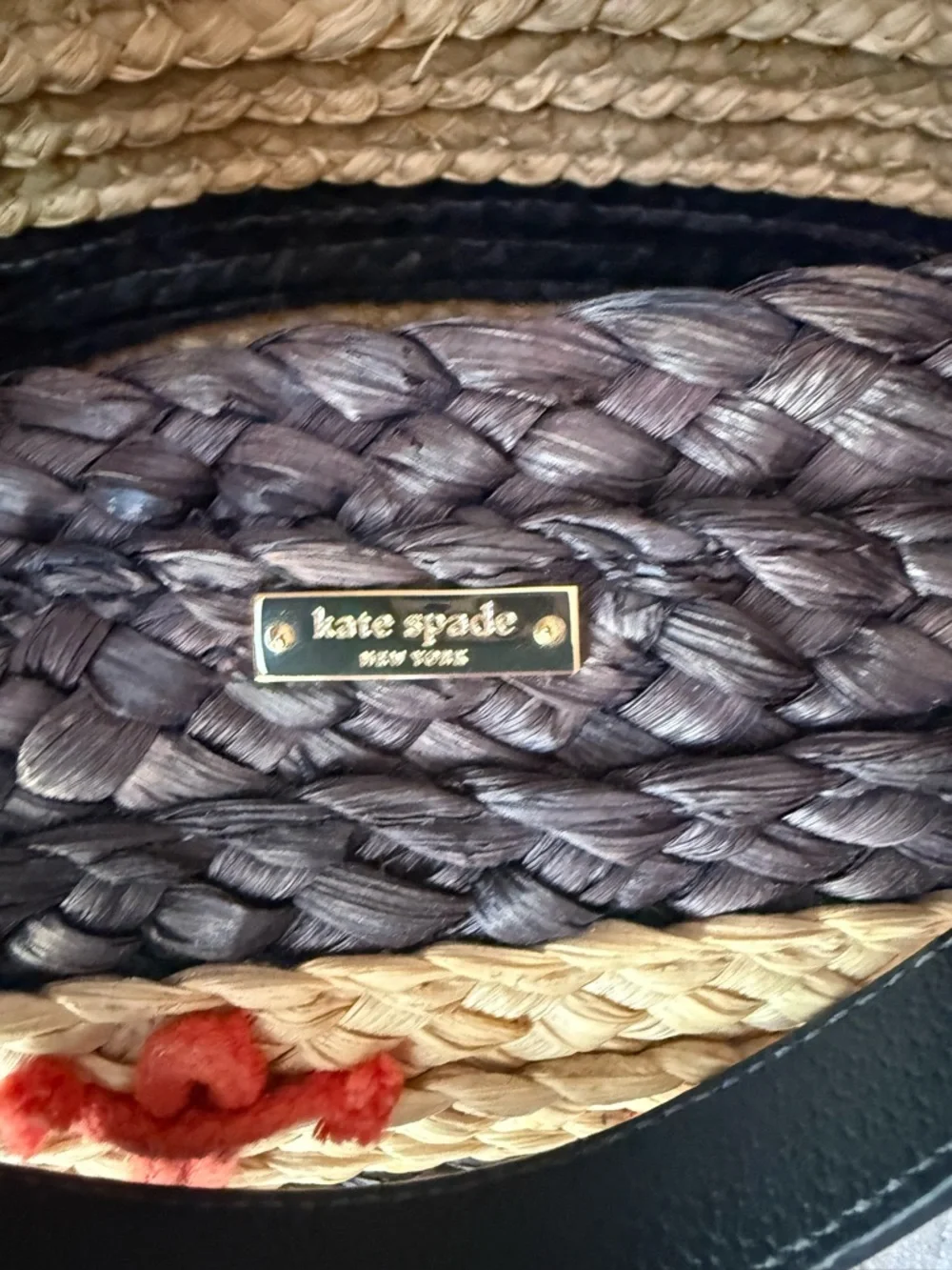Kate Spade Shore Thing Out and About Straw Tote Beach Bag Striped